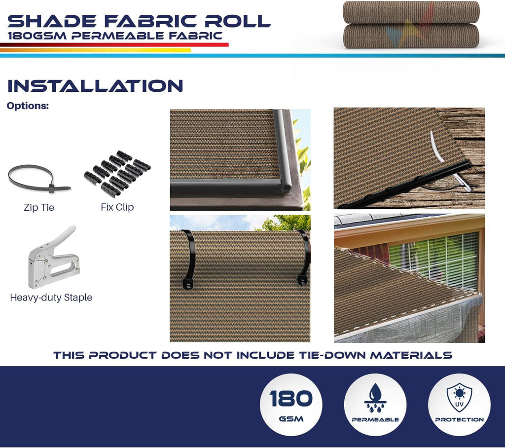 Windscreen4less 6'x25' Sun Shade Fabric Roll Shade Cloth Cover Wind Screen UV Block for Outdoor Pergola Patio Backyard