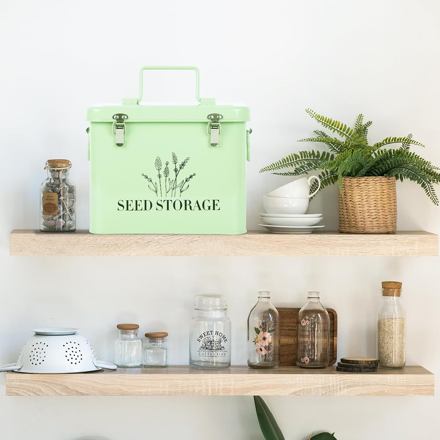 20 Slots Seed Storage Box with 3 Dividers, Metal Seed Storage Organizer Saving Box, Seeds Packet Container