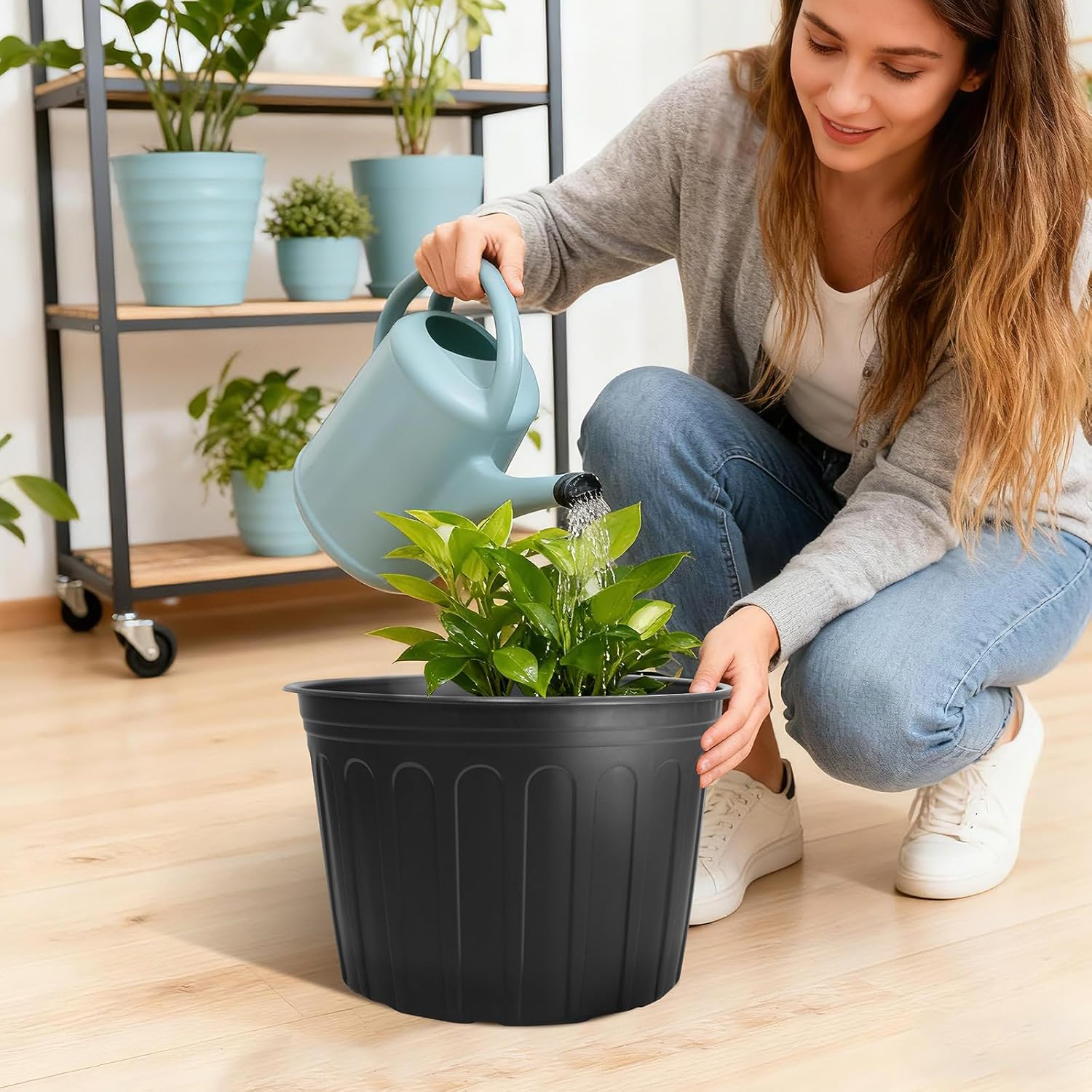 30 Pack 5 Gallon Plastic Nursery Pots,12.8 Inch Thickened Soft Plant Pots with Drainage Holes,Flower Planter Container