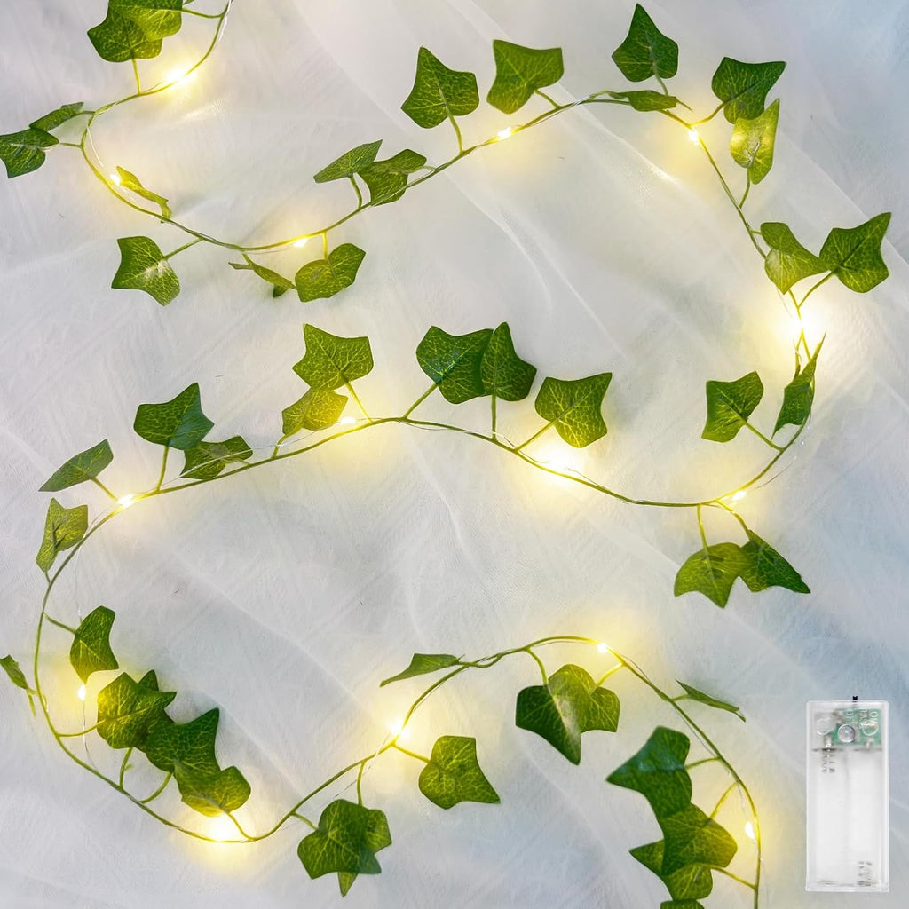 suddus Ivy Vine with Fairy Lights, 6.56ft 20LED Battery Leaf String Lights