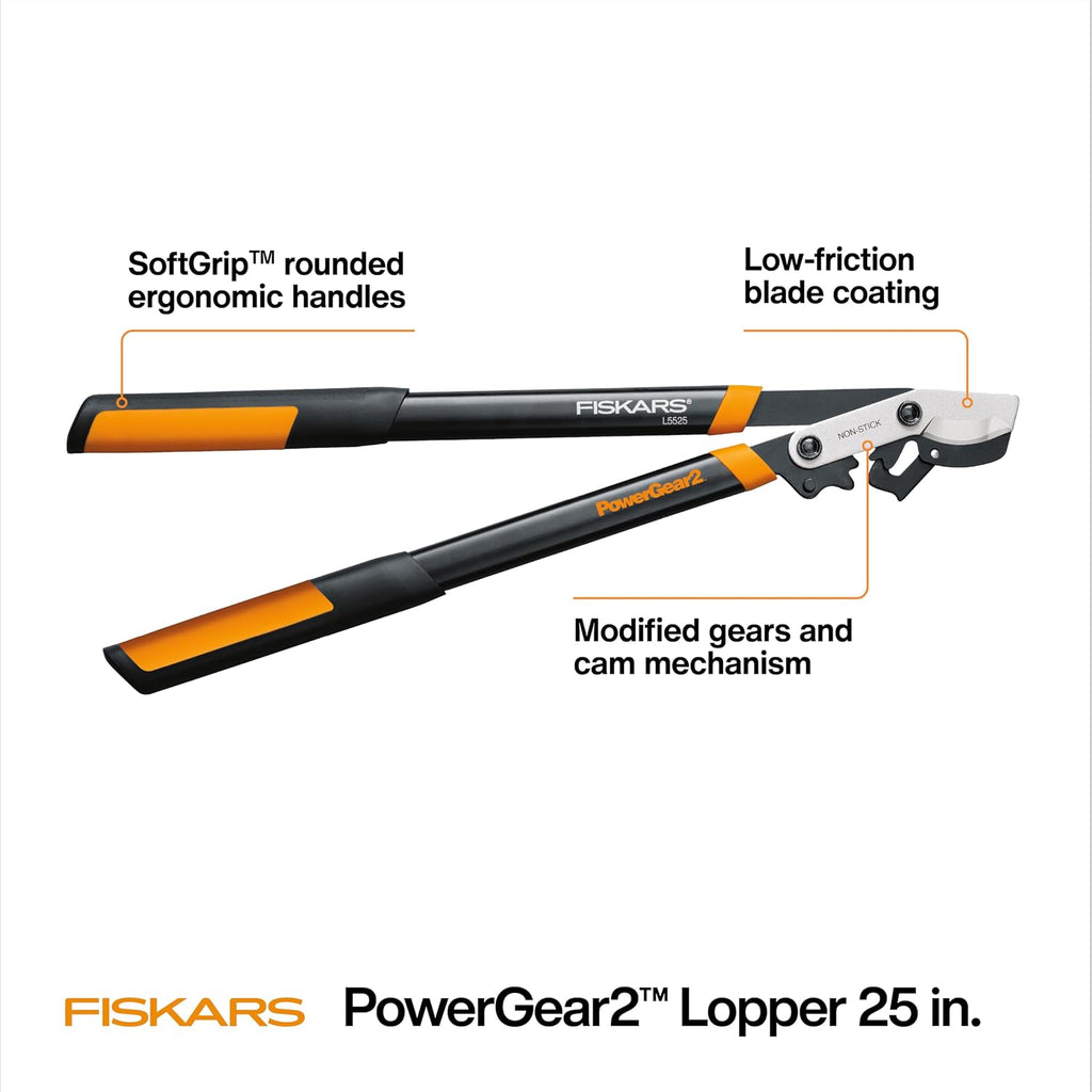 Fiskars 25” PowerGear2 Garden Bypass Loppers, 1.75" Capacity Tree Trimmer | Branch Cutter Tool, Multiplies Cutting