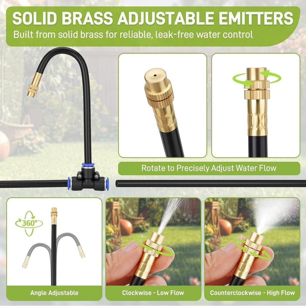 66FT Drip Irrigation System with Water Timer, Automatic Garden Watering Kit | with Flexible 360° Bendable Tubing and