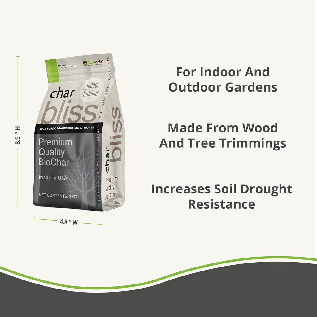 Neem Bliss (1lb) + Char Bliss (1 Qt) - Neem Cake for Plants & Organic Biochar for Plants - Plant Charcoal Retains