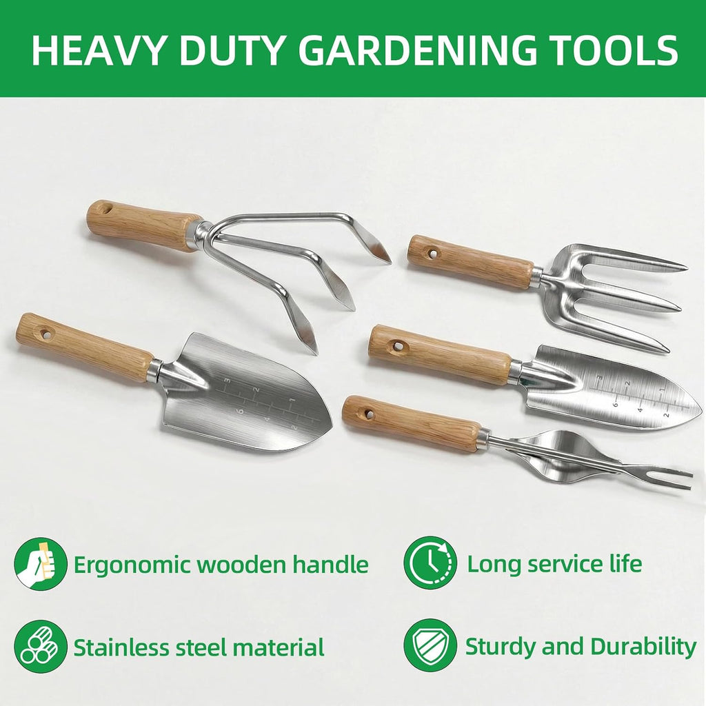 10Pack Gardening Tools for Backyard Lawn Planting & Weeding | Stainless Steel Rust-Proof,Ergonomic Non-Slip Grip; Ideal