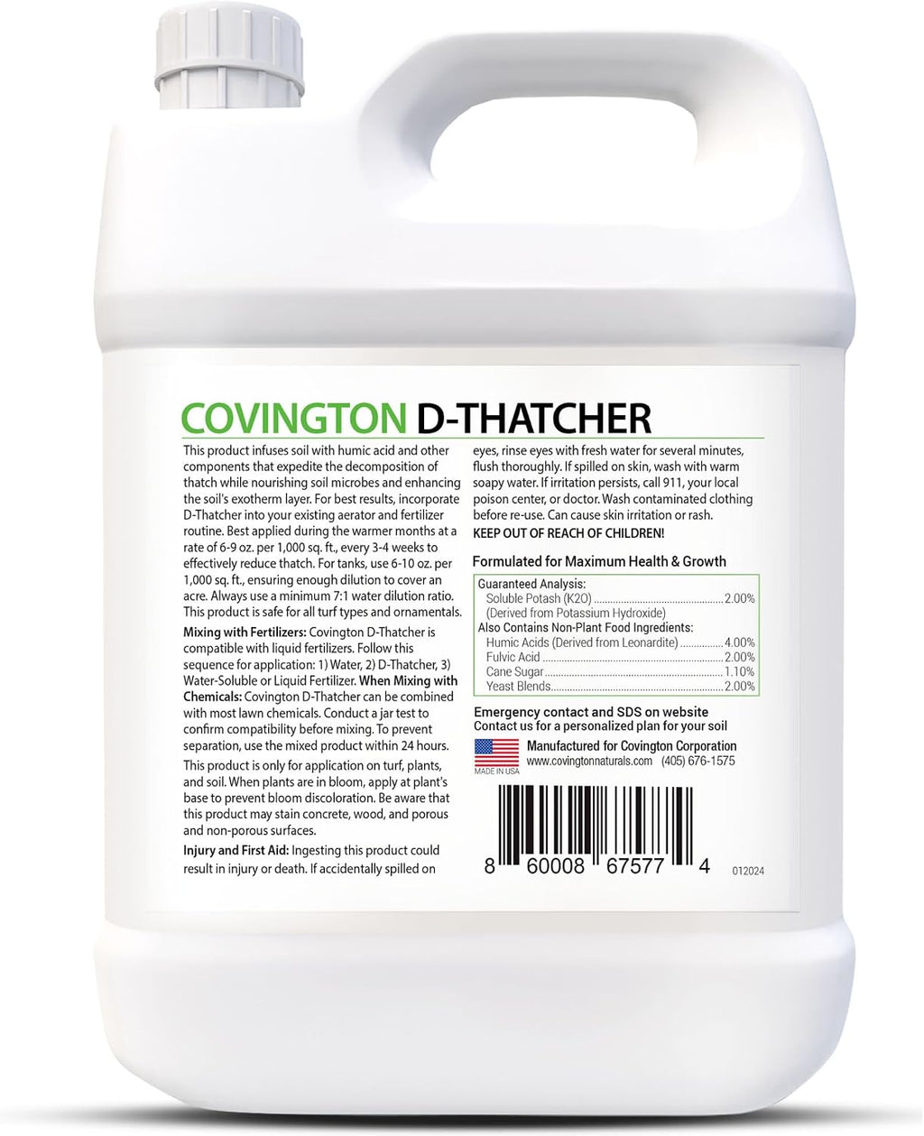 Covington PRO-LINE D-THATCHER Liquid Dethatcher (32oz) – Lawn Thatch Remover & Soil Softener, Grass Clipping Breakdown