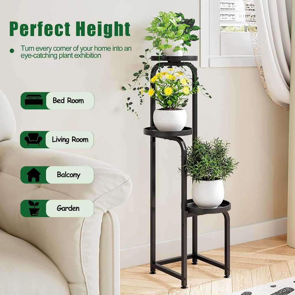 INGIORDAR Plant Stand Indoor Outdoor Corner Tiered Plant Shelf 3 Tier Metal | Space-saving Tiered Design Displays