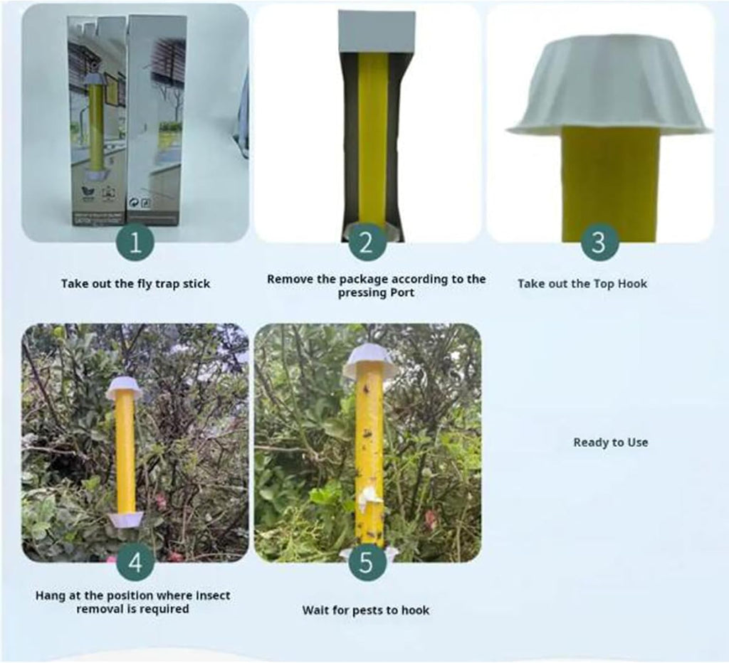 Fly Stick Sticky Fly Traps for Indoors and Outdoor Wasp Traps - Effective Pest Control 4 Pack