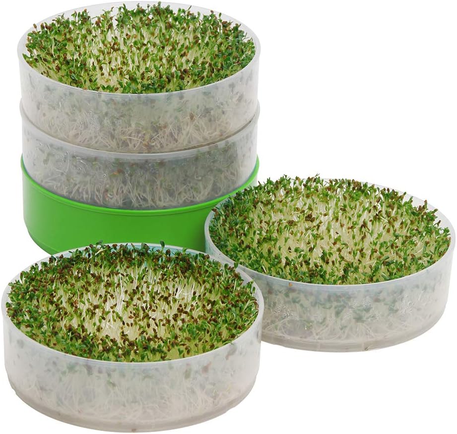 KITCHEN CROP Deluxe Seed Sprouter with 4 Growing Trays and 1 Seed Packets, (Alfalfa Seeds) Easily Grow Sprouts Indoors