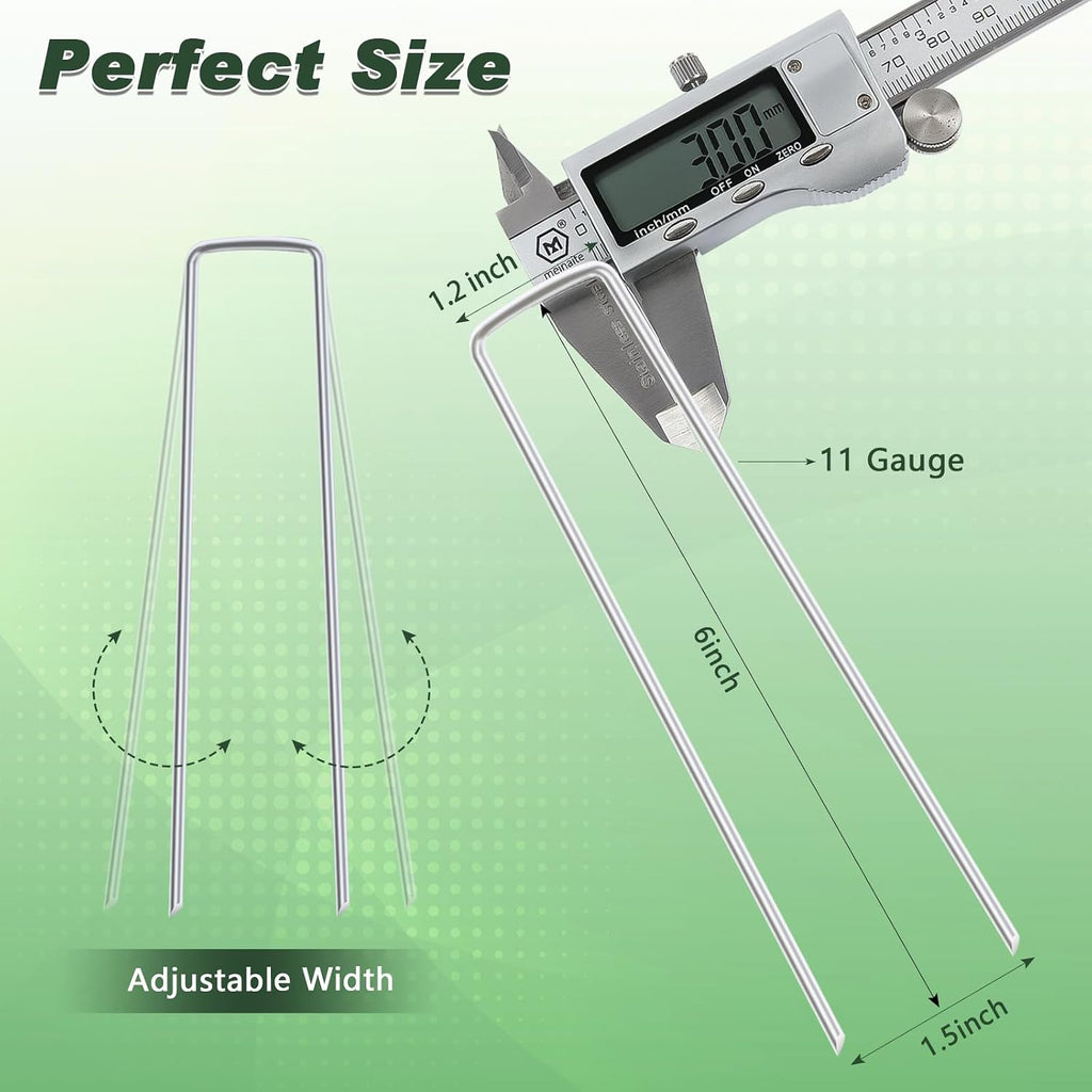 Landscape Staples 6 Inch 500 Pack, Heavy Duty 11 Gauge Hot-Dip Galvanized Garden Stakes for Weed Barrier, Landscape