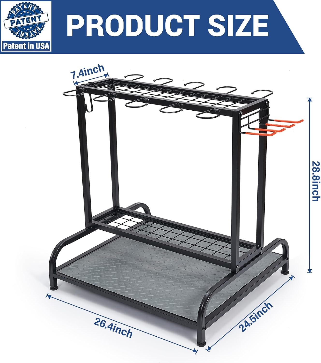 Garden Tool Organizer, Yard Tools Rack Holds 55 Long-Handled Tools/Rakes/Brooms for Garage Organization and Storage