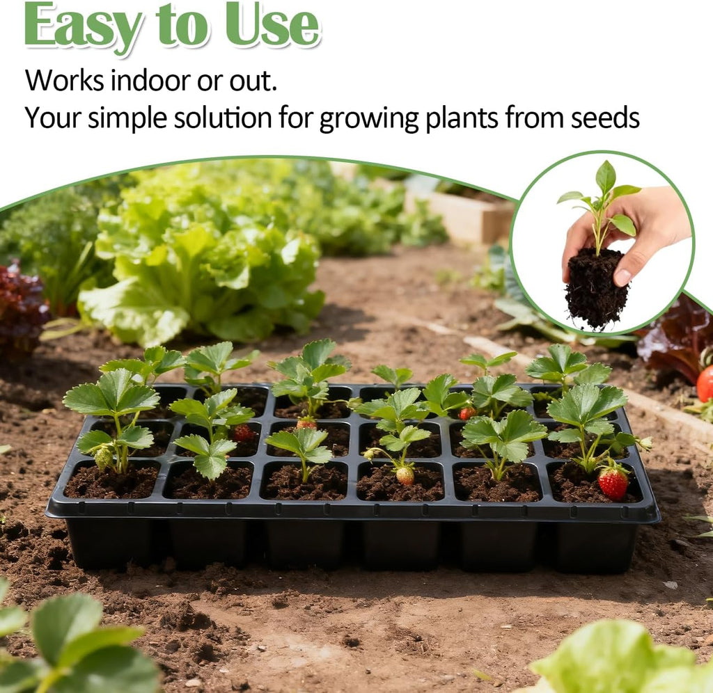 RooTrimmer 10 Pack 18 Cell Seed Starter Trays - 2.9 "Deep 3 Inch Big Cell Plastic Nursery Trays, 20" x 10", for 1020