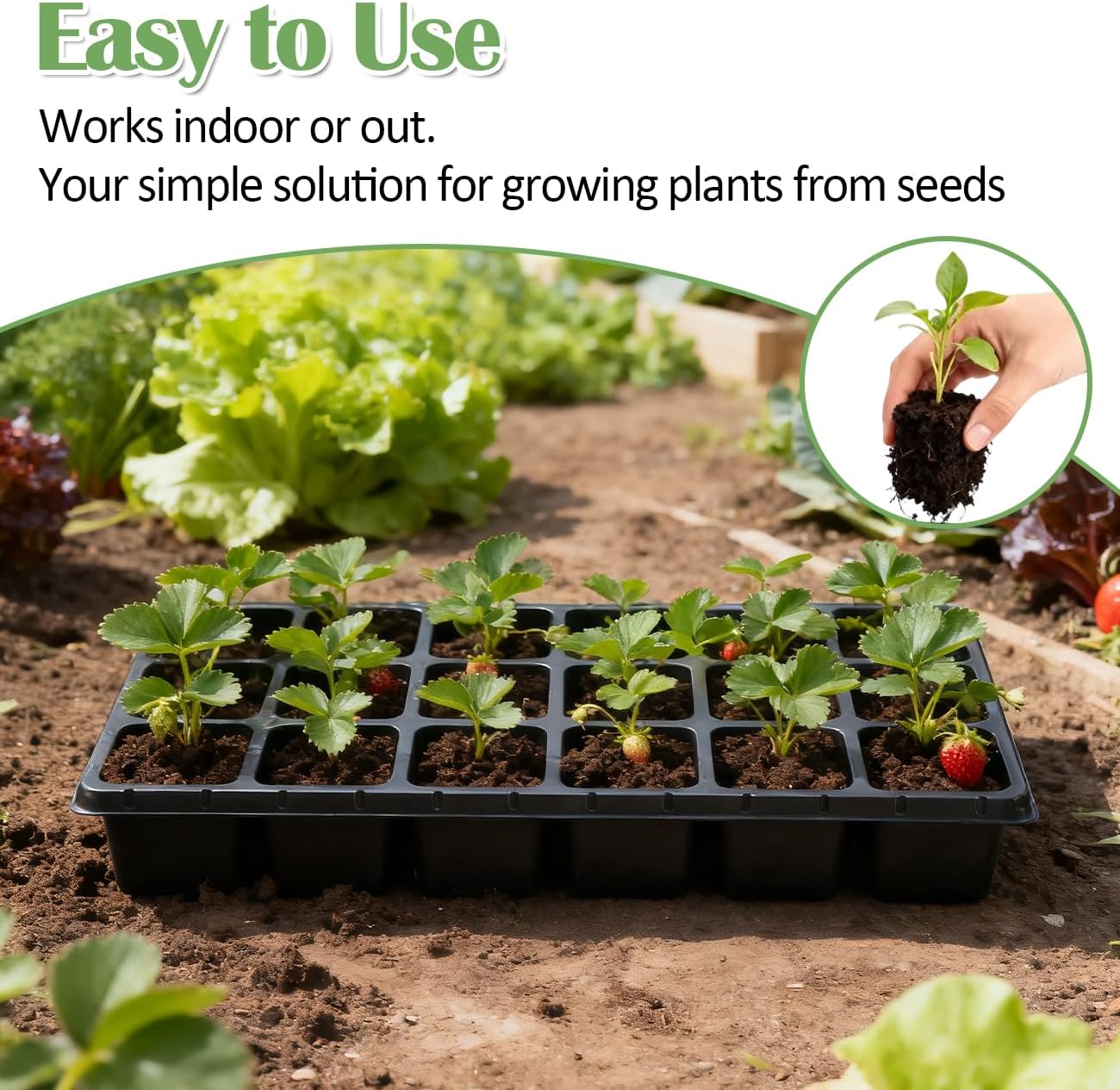 RooTrimmer 10 Pack 18 Cell Seed Starter Trays - 2.9 "Deep 3 Inch Big Cell Plastic Nursery Trays, 20" x 10", for 1020