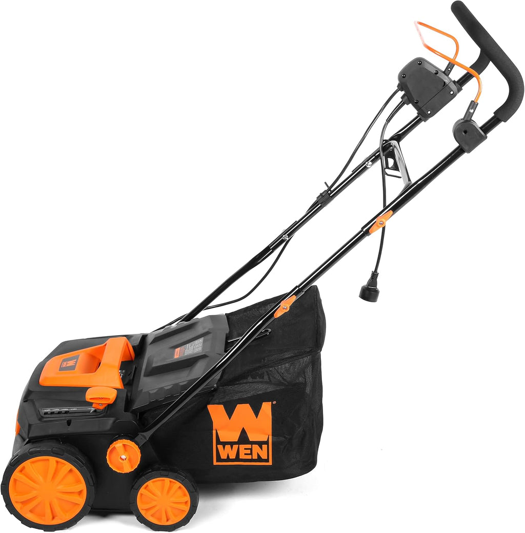 WEN 15-Inch 13-Amp 2-in-1 Electric Dethatcher and Scarifier with 12-Gallon Collection Bag (DT1315)
