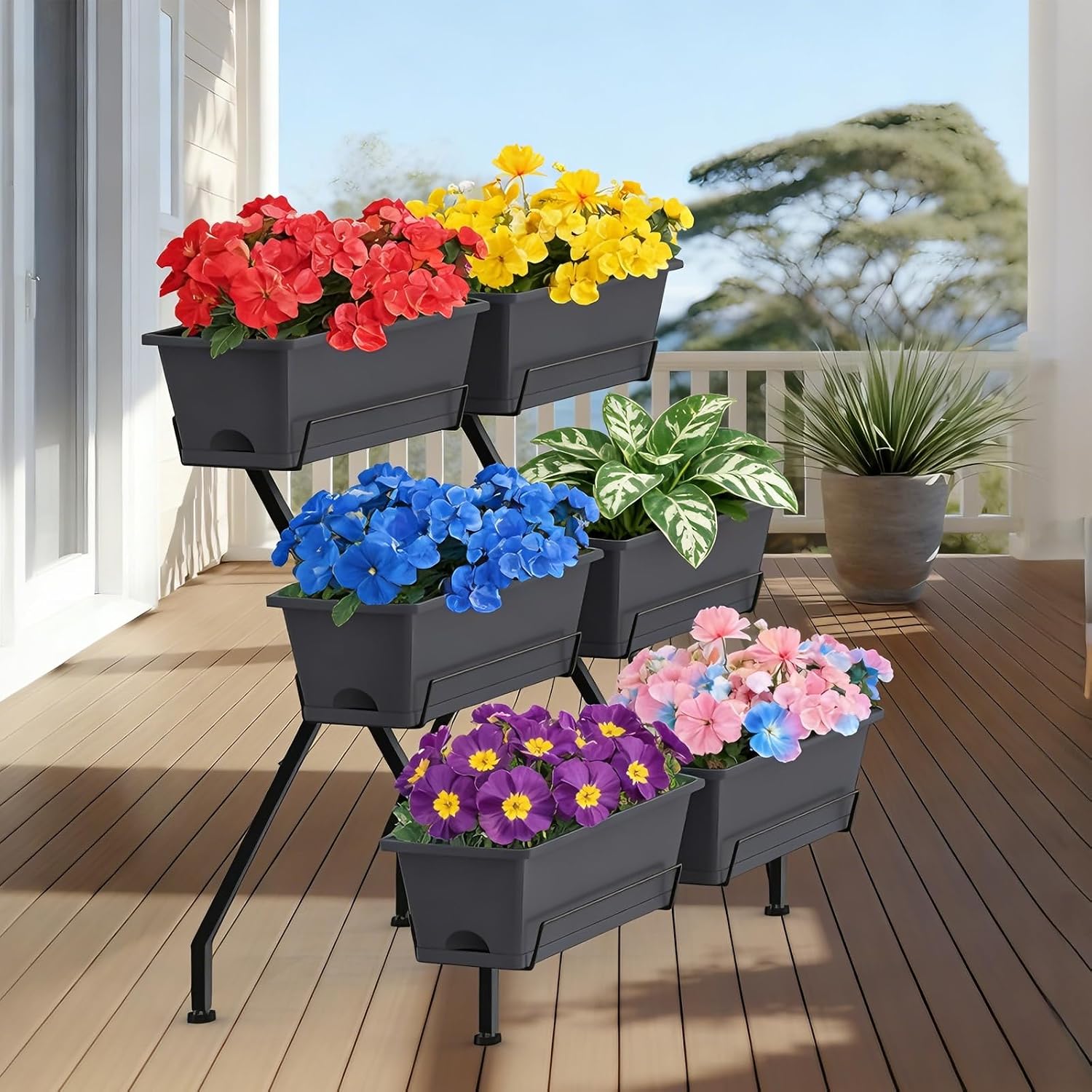 ETELI Vertical Raised Garden Bed 3 Tier Garden Planter Indoor Outdoor Herb Planter with 6 Removable Boxes Standing