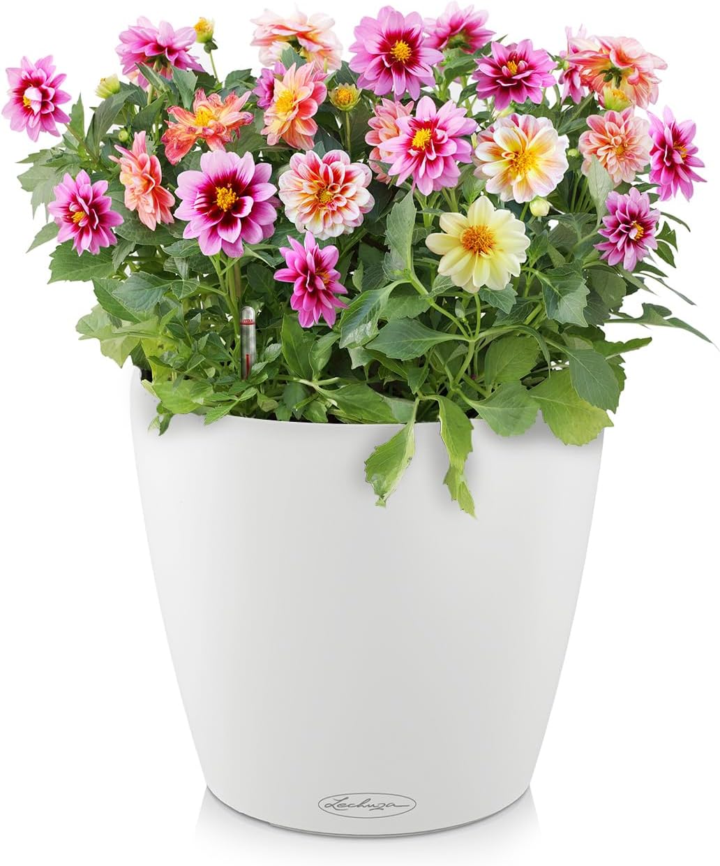 Lechuza Classico Color 28 White, Self-Watering Round Planter, D11 H10.2 in