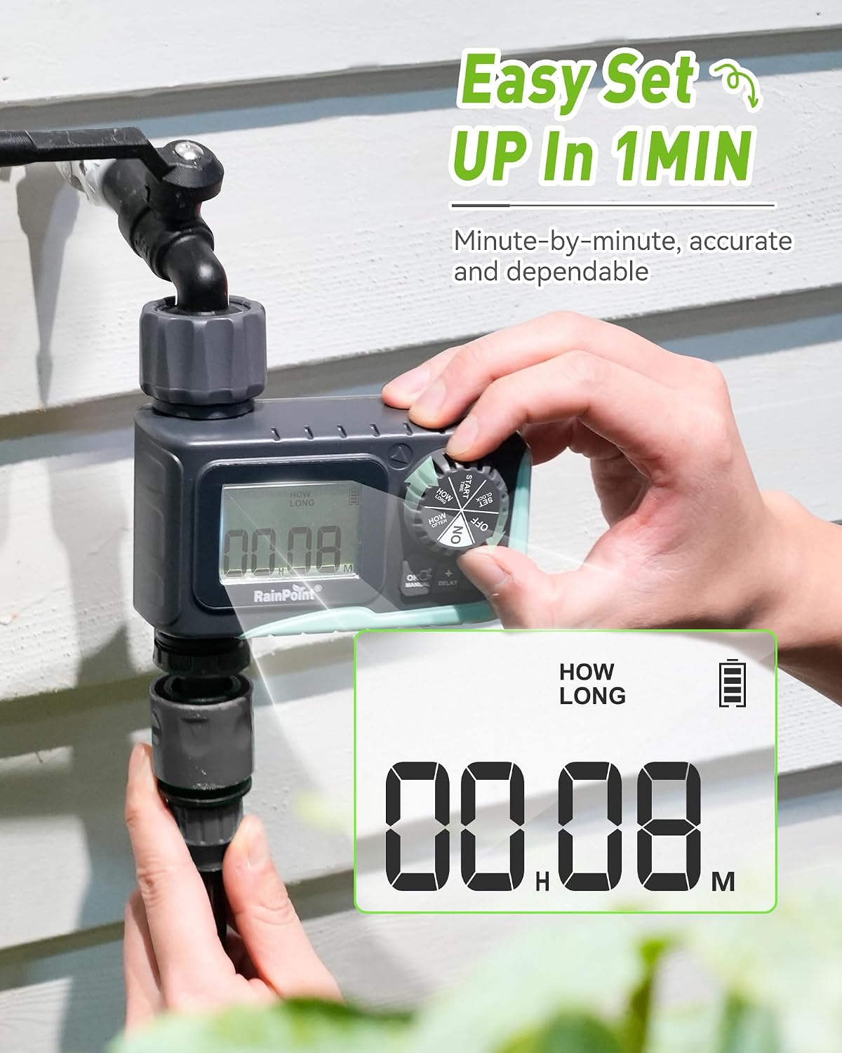RAINPOINT Sprinkler Timer Outdoor, Water Timer for Garden Hose, Programmable Watering Irrigation Timer with Rain