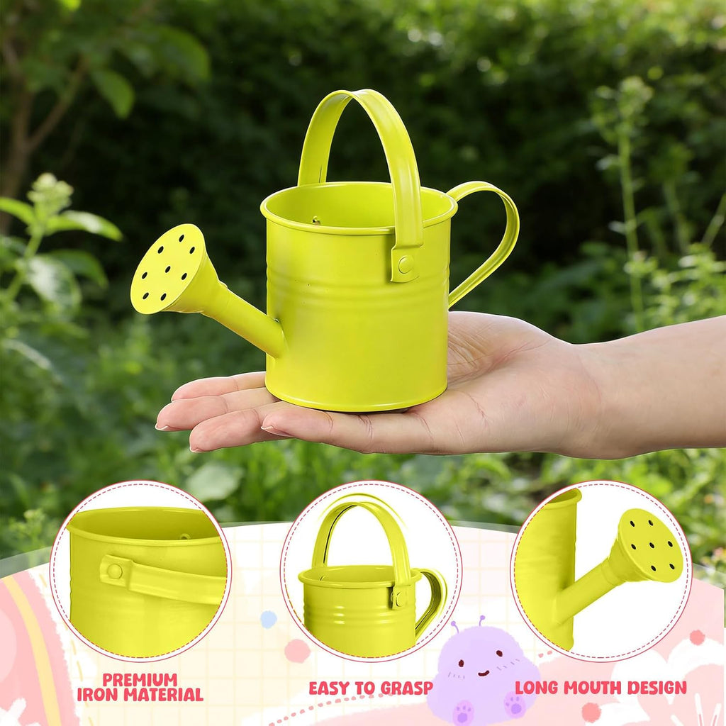 5pcs Kids Metal Watering Can Set: Mini Watering Cans for Indoor Plants - Small Metal Garden Can with Sprinkler Head for