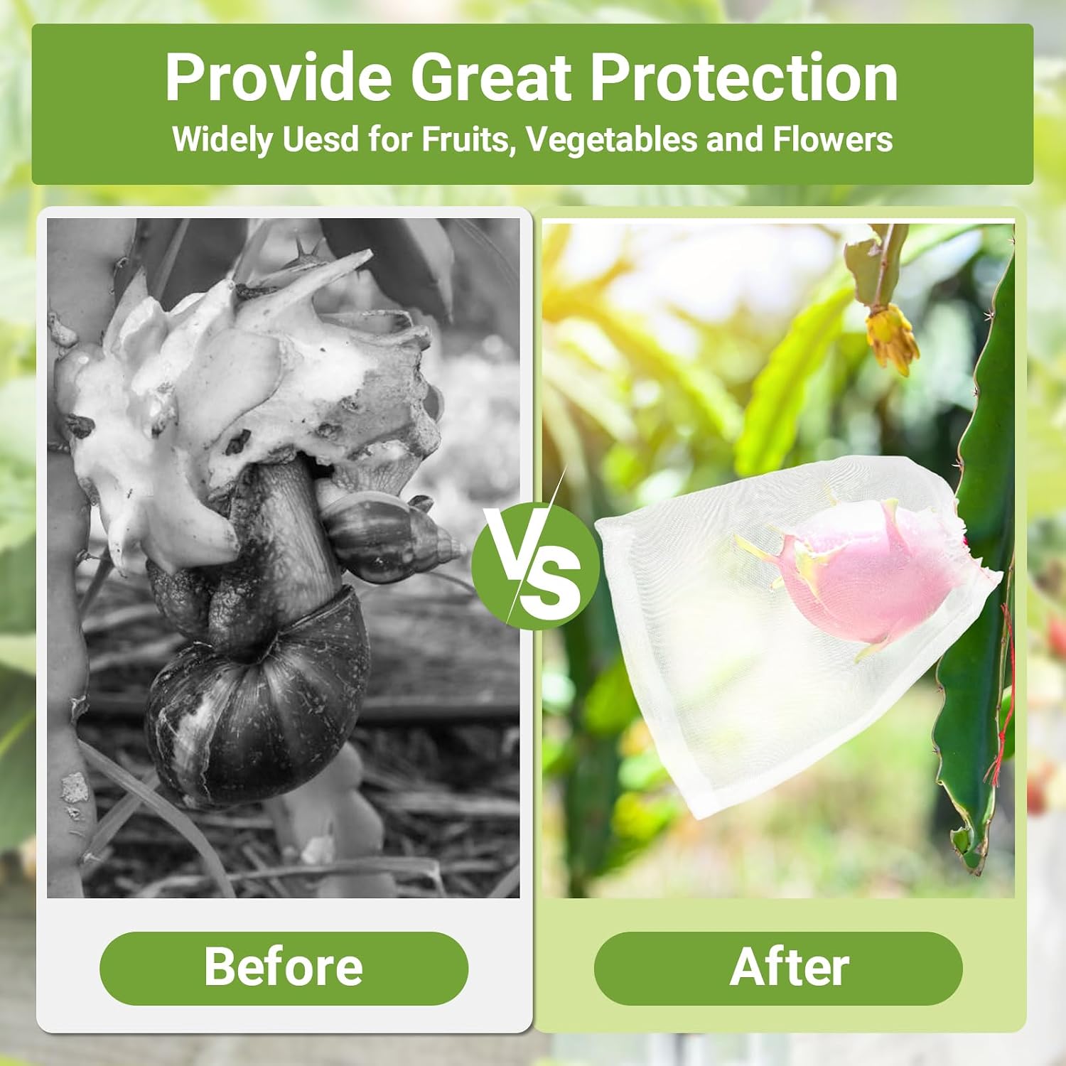 Fruit Cover Bags with Drawstring, 50pcs 10x10 Inch Garden Netting Fruit Protection Bags for Plant Flowers Vegetables