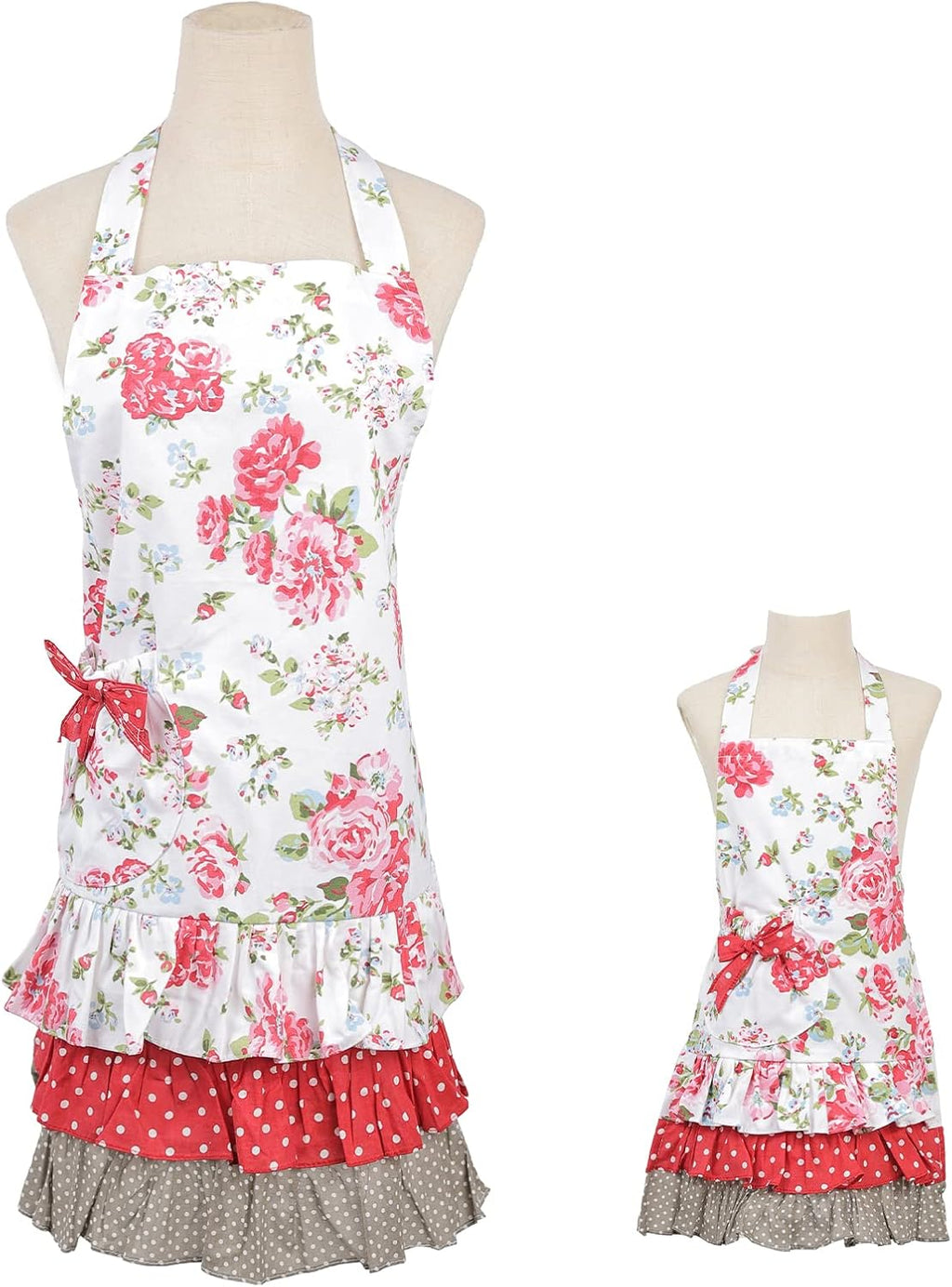 Surblue Kitchen Aprons for Women,Heavy Duty Aprons for Cooking, Baking, BBQ and Gardening