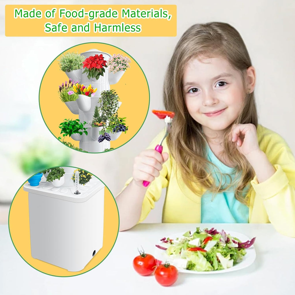 Hydroponics Tower Indoor Growing System 30-Plant Vertical Garden Planter Indoor Smart Garden Kit with Pump and Movable