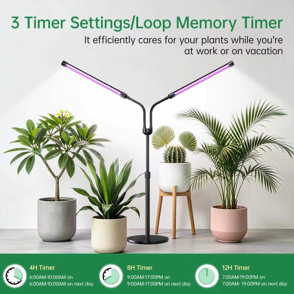 Full Spectrum Grow Light for Indoor Plants for Desk, Seedlings | Metal stand, height adjustable, remote control & wired