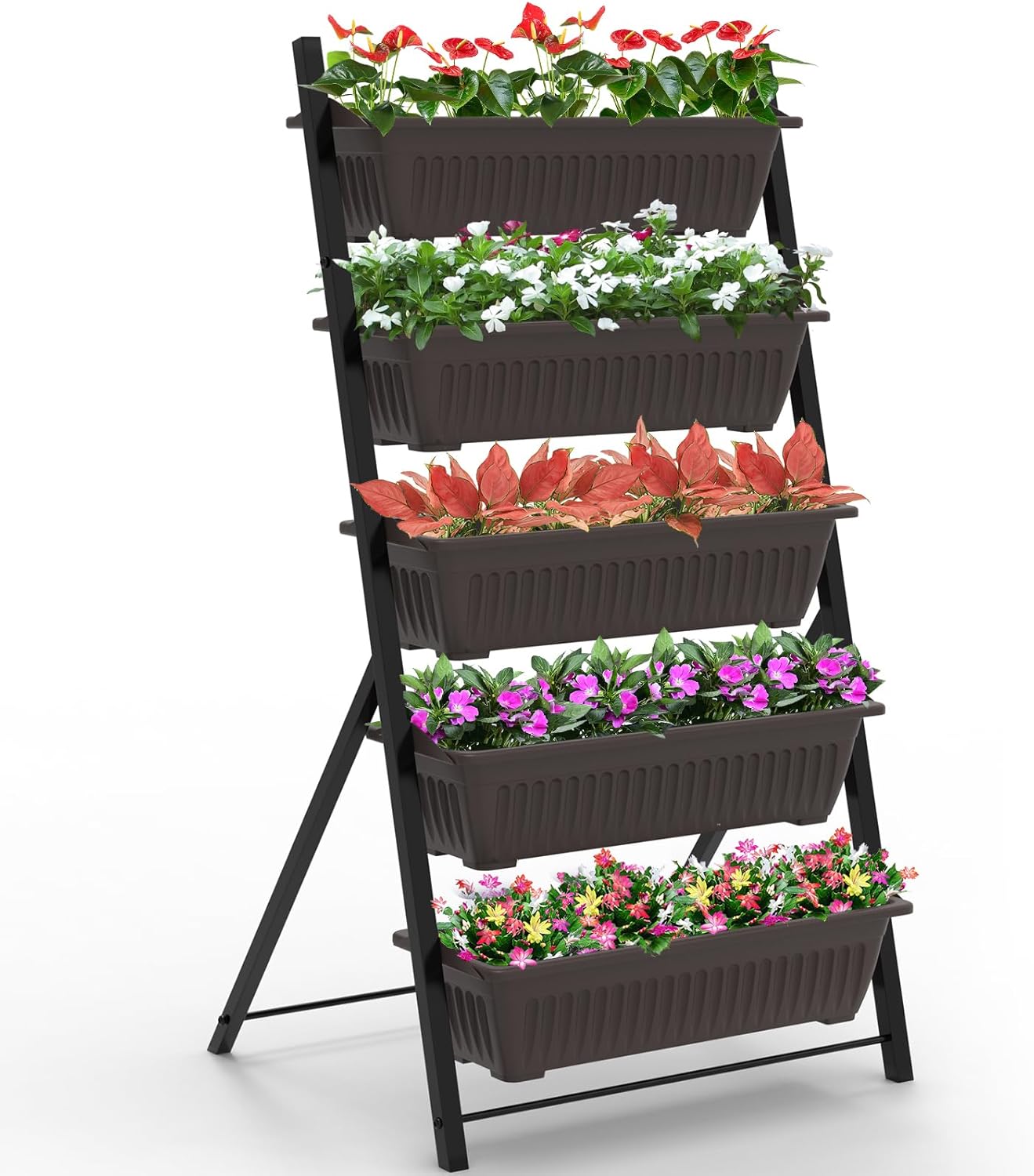 5-Tier Vertical Garden Planter,4.4Ft Planter Box with 5 Container Boxes | Raised Herb Planter Box for Patio Deck