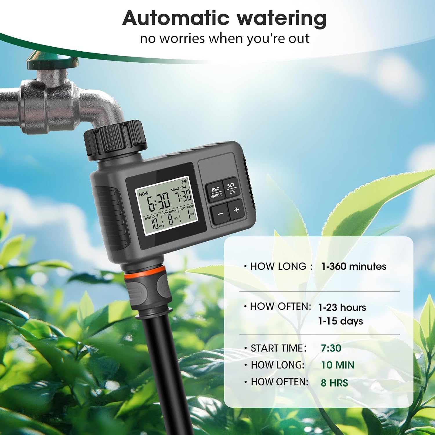 233FT Drip Irrigation System with Timer for Garden Kit Automatic Irrigation Equipment Lock Fittings Micro Drip 360
