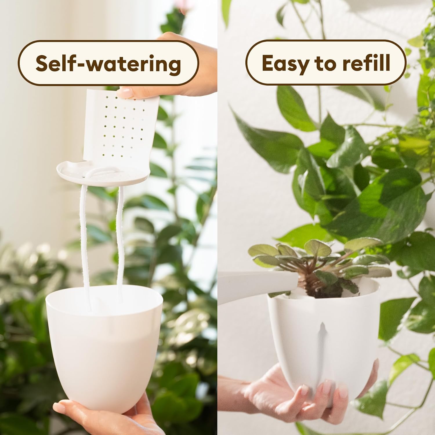 PlantPod Classic - Self-Watering Wall Planters (6, White) - Easy to Water and Install - Lightweight - Design Your Own