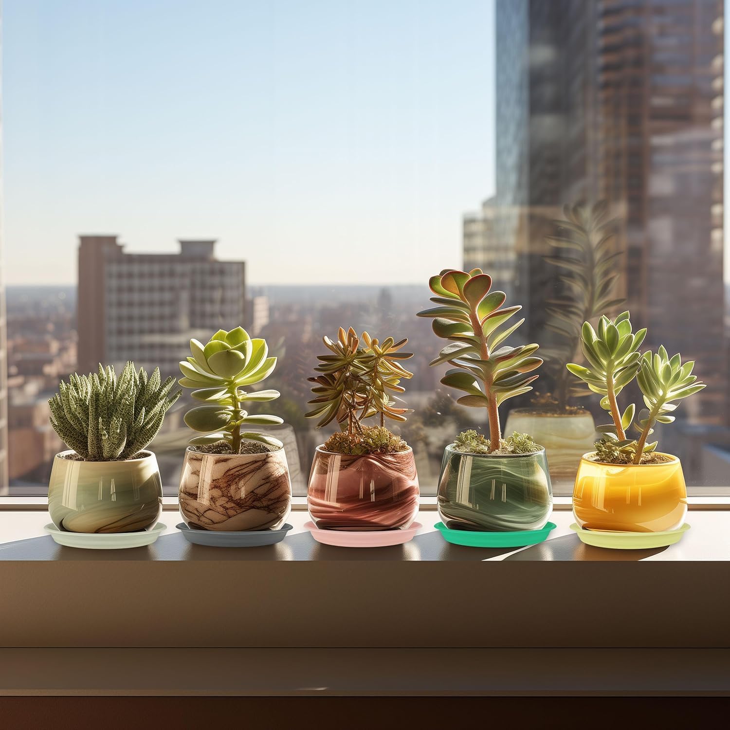 3Pcs Plant Saucer Tray, Heavy Duty Plastic Plant Drip Trays for Indoors and Outdoors, 6 8 10 12 14 16 inch Sizes