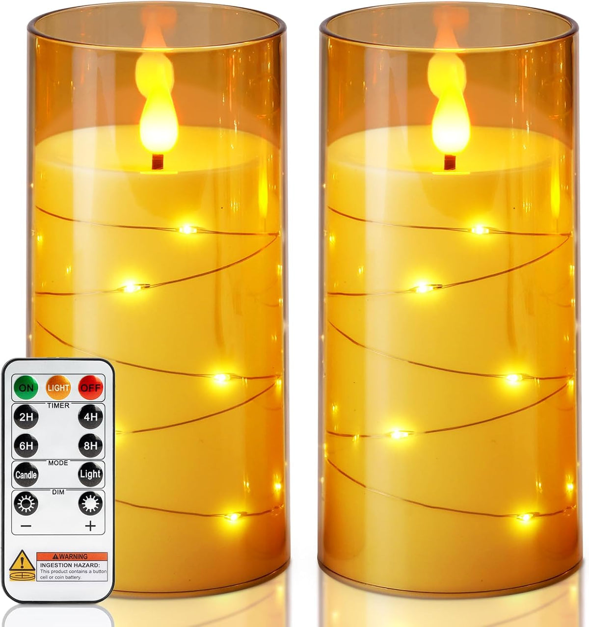 Homemory 3"x6" Flameless Candles, Flickering LED Pillar Candles with Remote