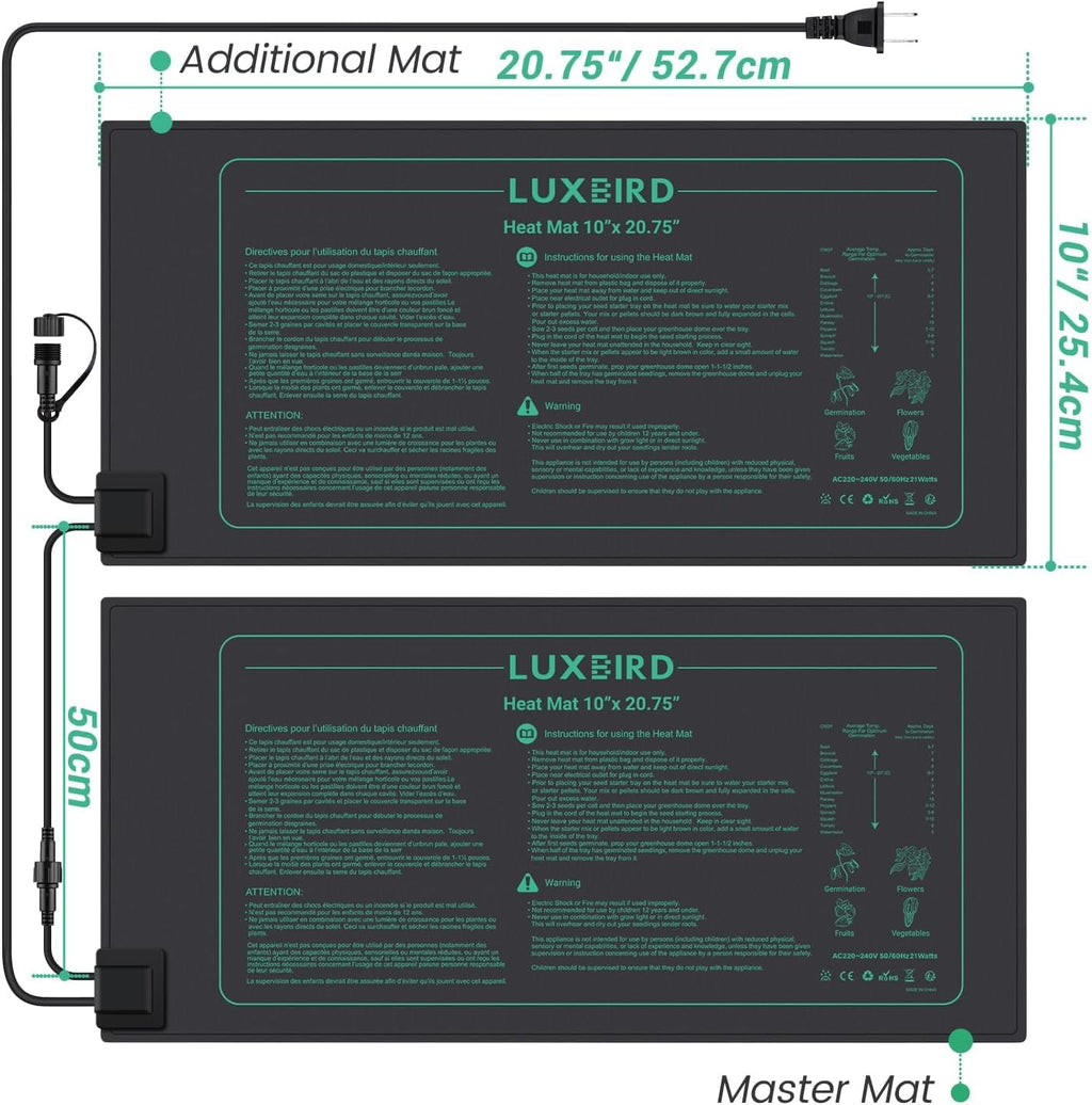 LUXBIRD 4 Pack Daisy Chain Seedling Heat Mats for Indoor Plants, Green Houses, Germination, Hydroponic Garden