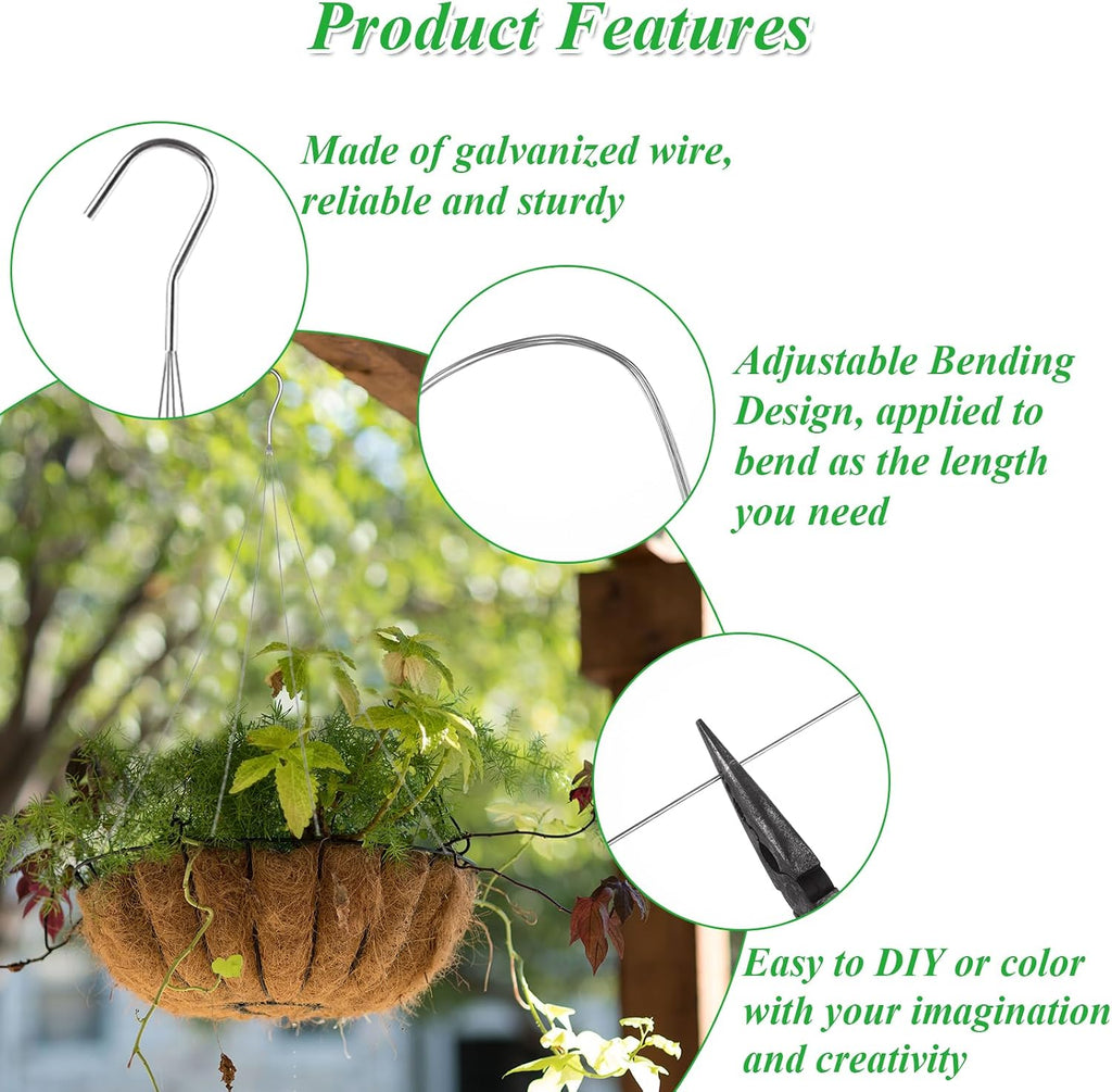 24 Inch Orchid Wire Plant Hangers for Hanging Baskets, 4-Wire | 24 Pack Wire Hangers for Plants, Replacement Hanging