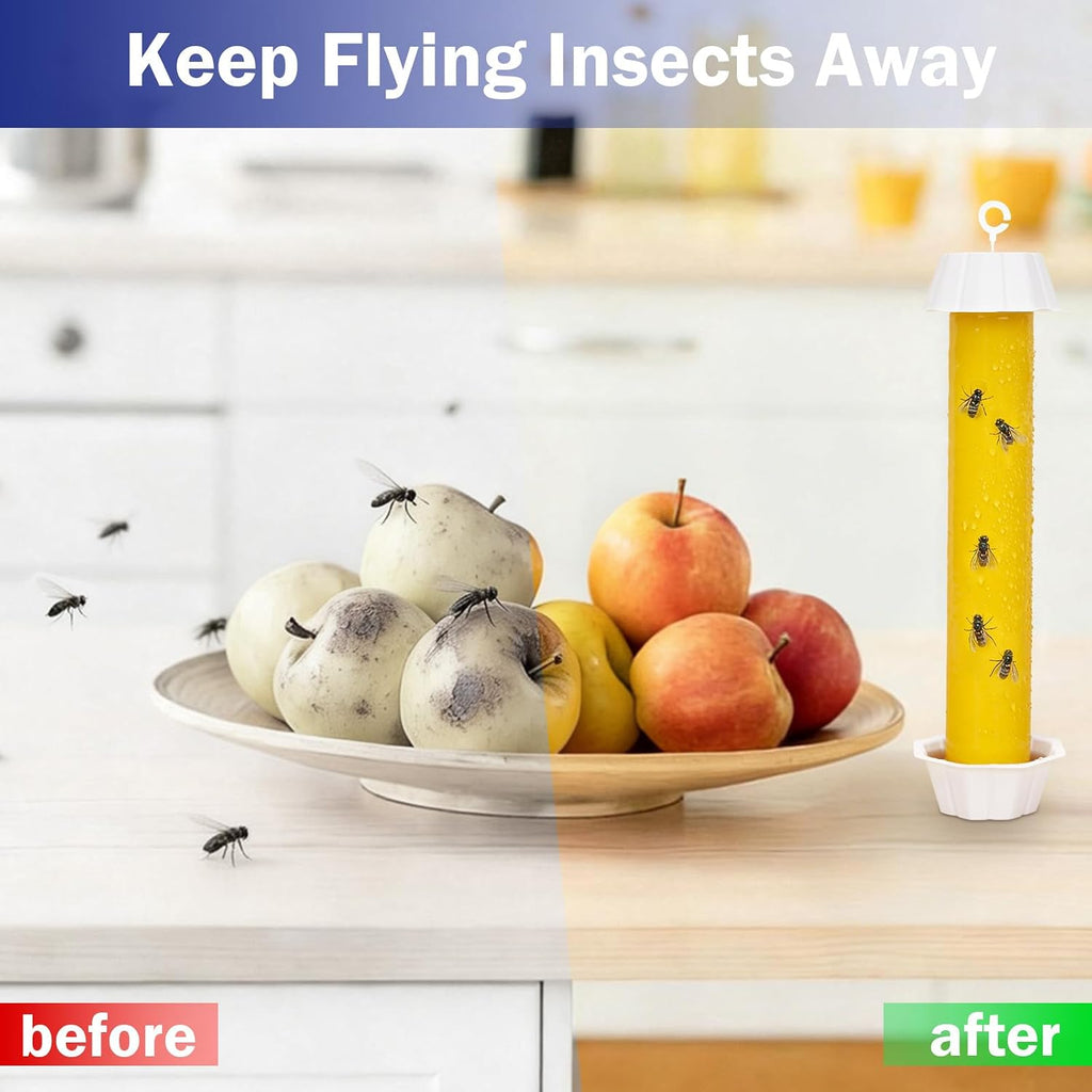 Sticky Fly Traps Indoors & Outdoor 6pk | Fly Stick Catcher Strips for Gnats, House Flying Insect, Super Sticky Hanging