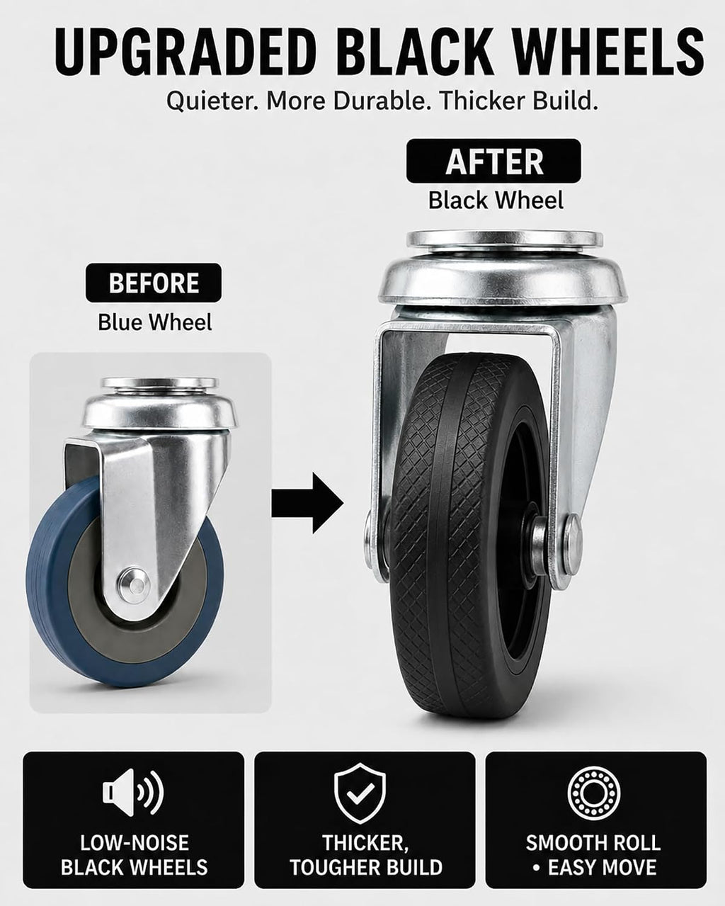 12 Plant Caddy with Wheels, Indoor Outdoor Rolling Caddy, 2-Pack Black | Entirely Made of Metal, 4 x 360° Wheels