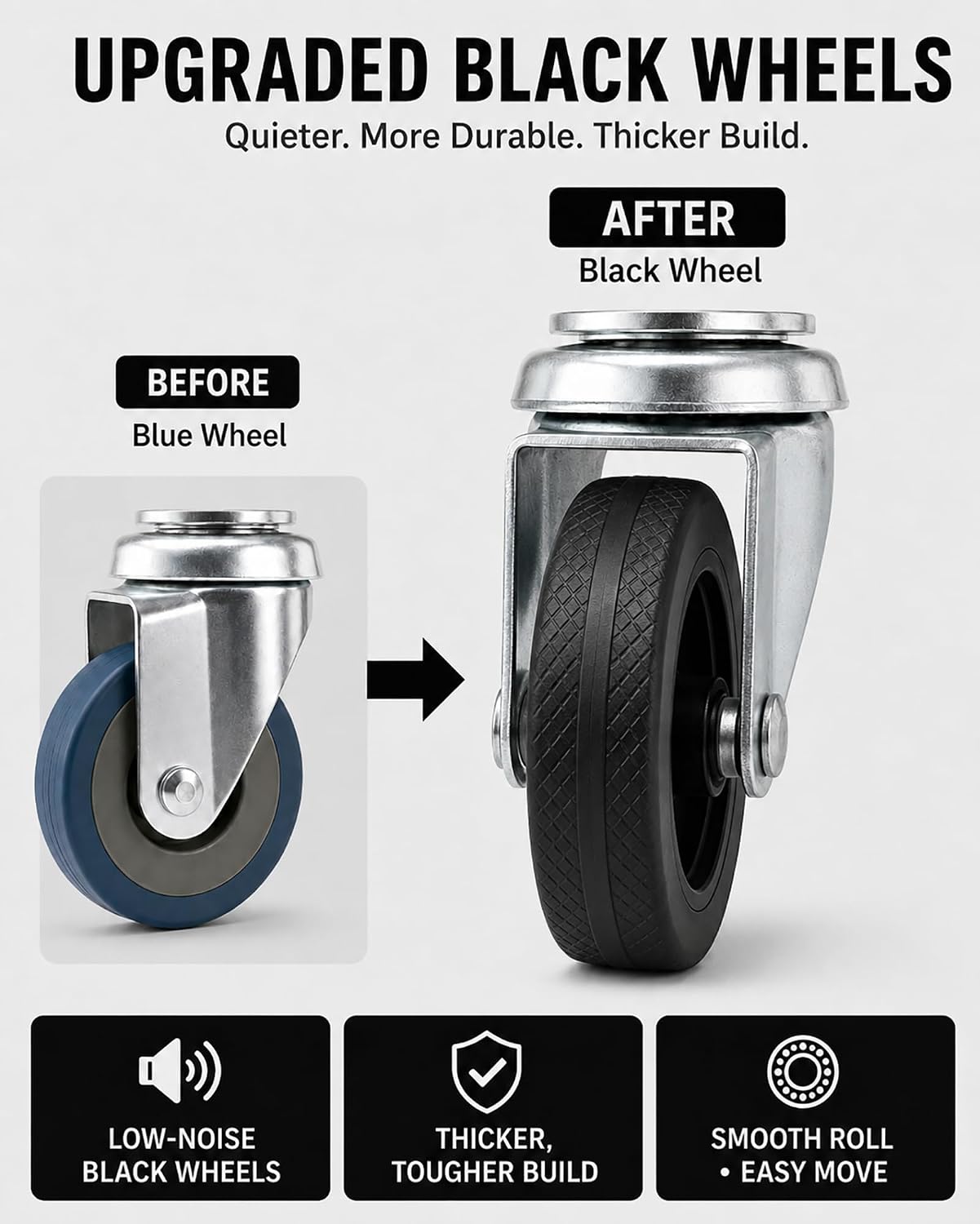 12 Plant Caddy with Wheels, Indoor Outdoor Rolling Caddy, 2-Pack Black | Entirely Made of Metal, 4 x 360° Wheels