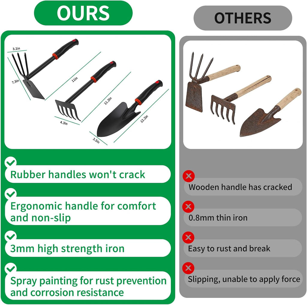 10 Pcs Gardening Tool Set - Heavy Duty Garden Kit with Stainless Steel Pruning Shears, Trowel Garden Tool, Kneeling
