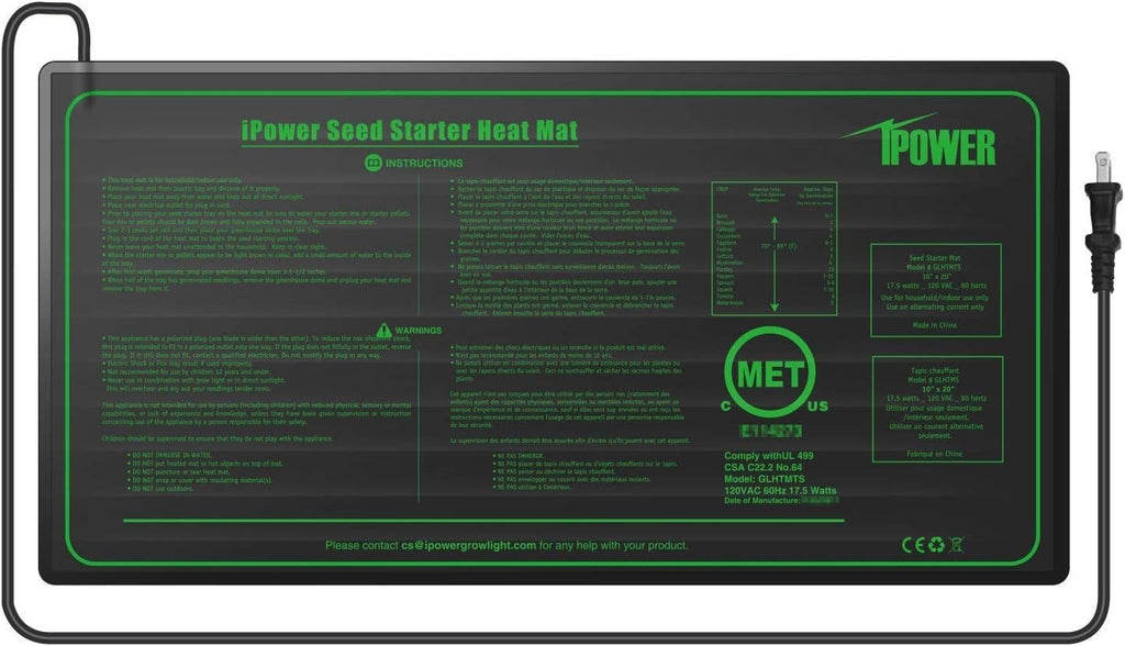 iPower 2 Pack 10" x 20" Warm Hydroponic Seedling Heat Mat and Digital Thermostat Control Combo Set for Plant
