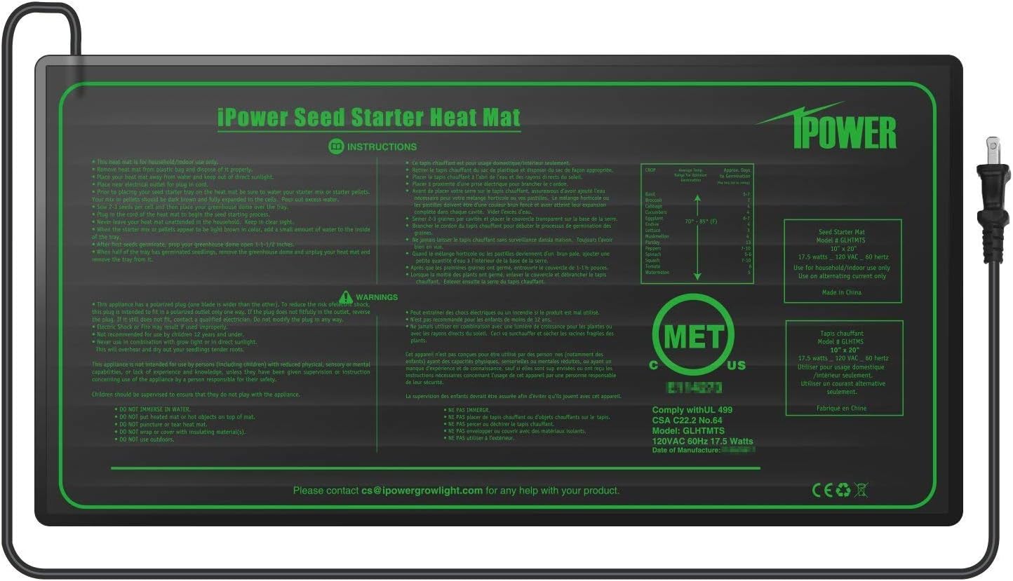 iPower 2 Pack 10" x 20" Warm Hydroponic Seedling Heat Mat and Digital Thermostat Control Combo Set for Plant