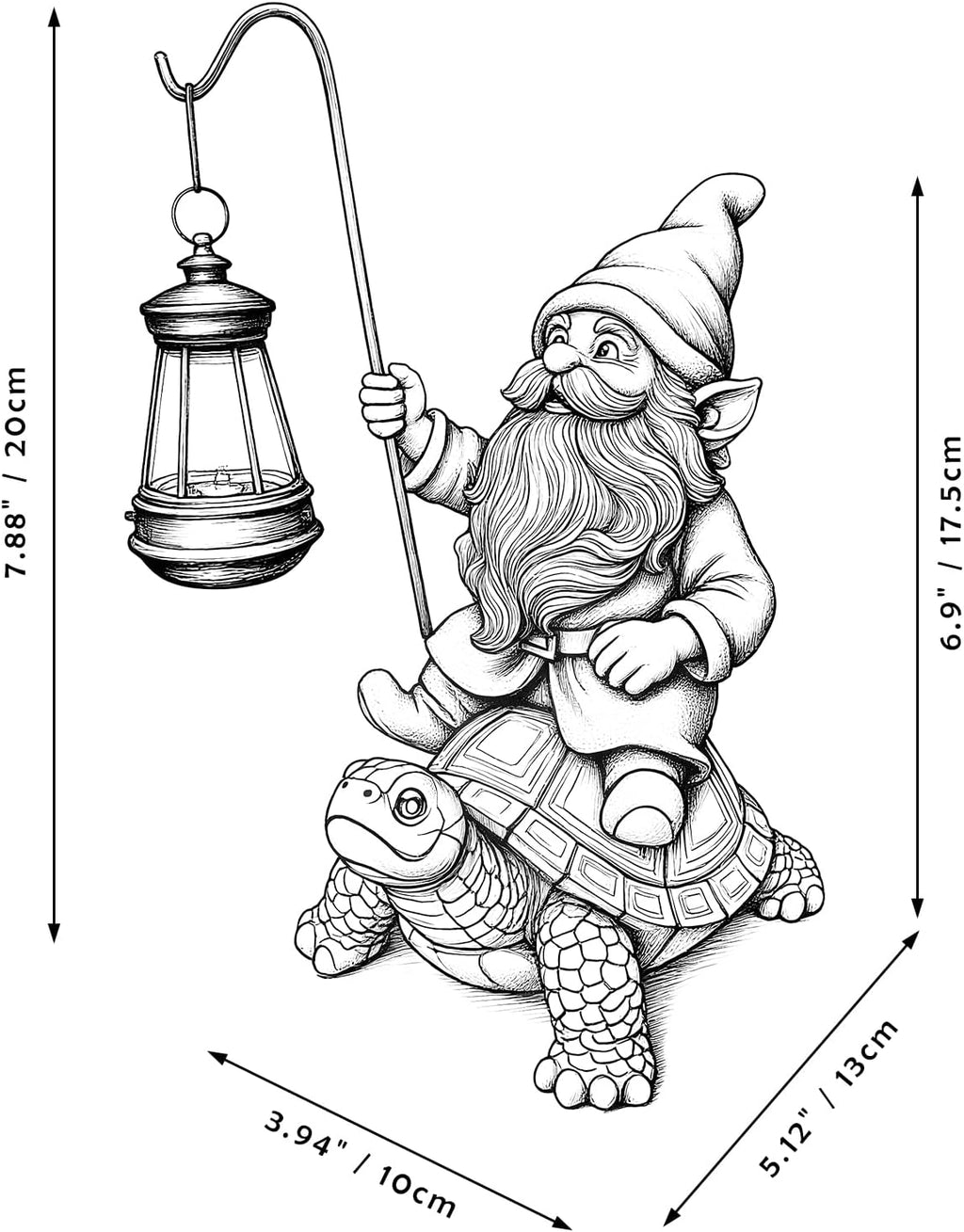 Outdoor Garden Gnome Statue, Solar Light Gnomes Statues Decoration for Yard | 7" Garden Gnome Outdoor Statue, Solar
