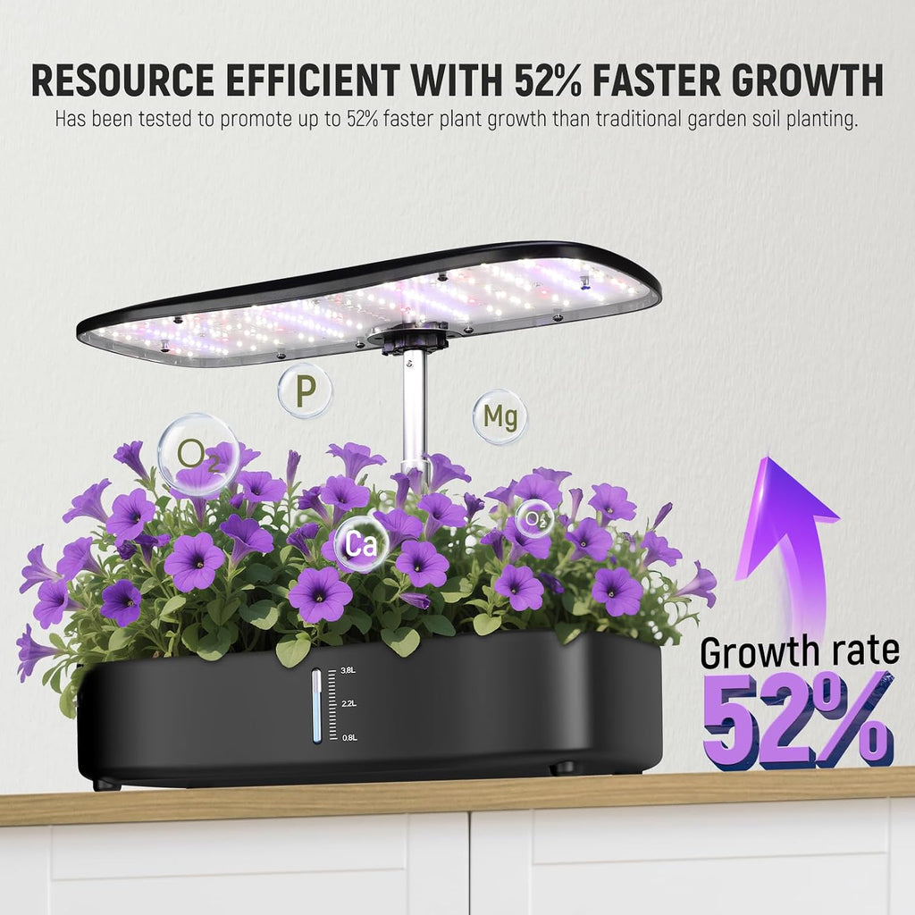 NEEWER Basics Hydroponics Growing System Kit with LED Plant Light/3 Growing Modes/12 Pods/Timer/LCD/Smart Quiet Pump
