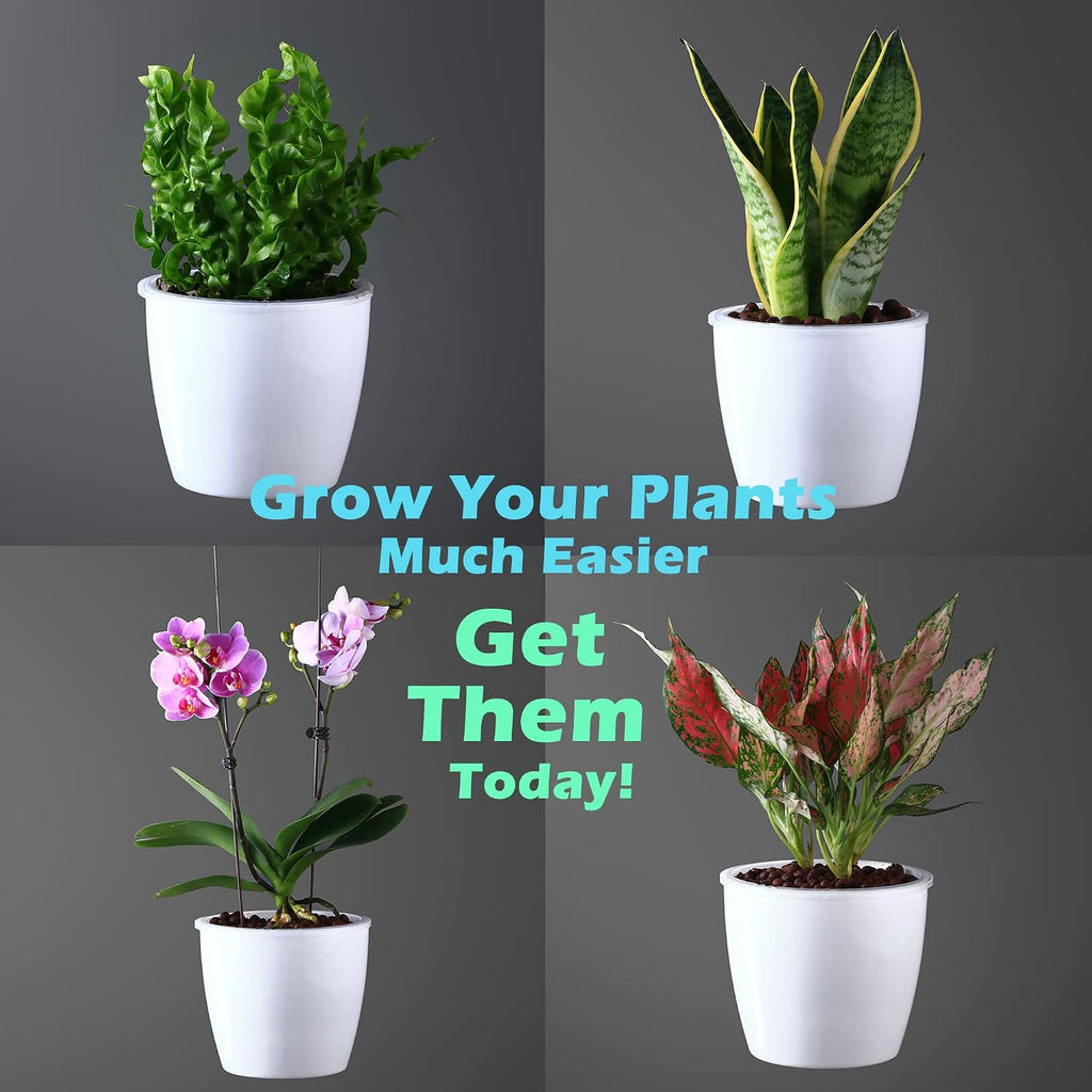 6 Pack 6.7" Self-Watering Planters Flower Pots for Indoor Garden Devil's Ivy, African Violet, Ocean Spider Plant