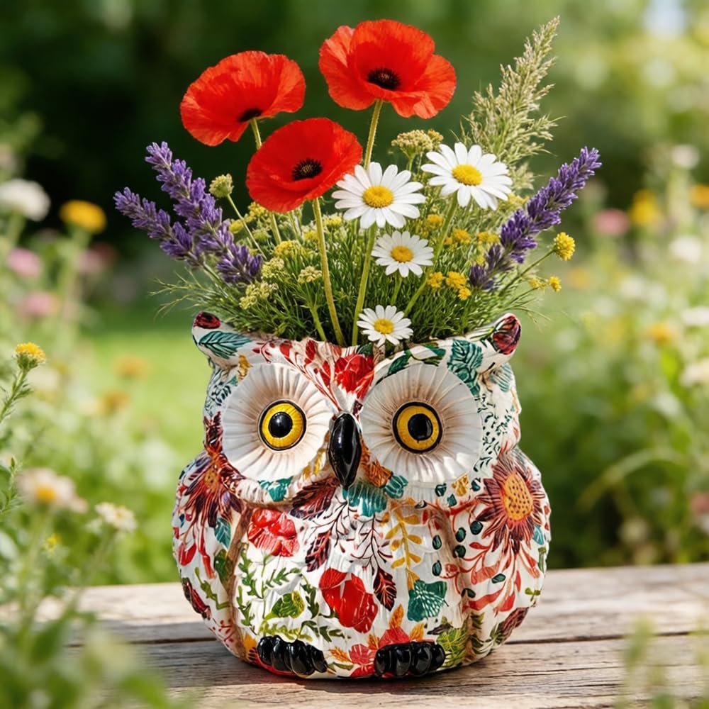 Owl Planter, Owl Succulent Pots, Funny Plant Pots Indoor/Outdoor, Decorative Garden Flower Pot, Cute Small Planters for