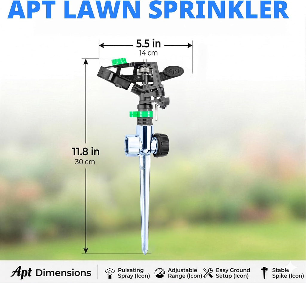 APT Sprinklers for Yard Lawn & Garden| 80 to 5800 Sq Ft Adjustable (2-Pack) | Pulsating impact Rotating Custom Pattern