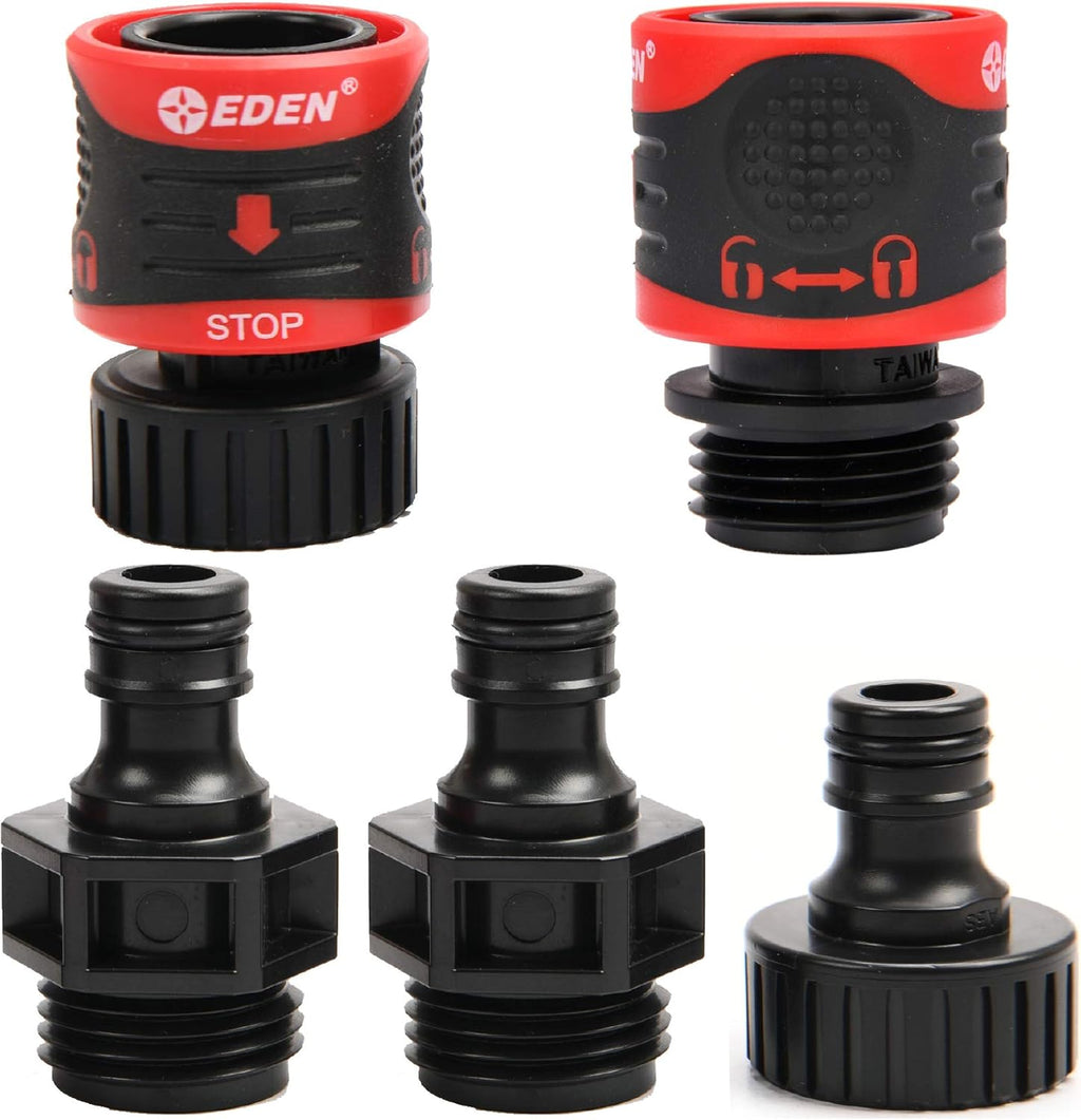 Eden 94127 Metal Adjustable 4-Way Mini Turbo Oscillating Sprinkler W/Quick Connect Starter Set & 95210 Premium Garden