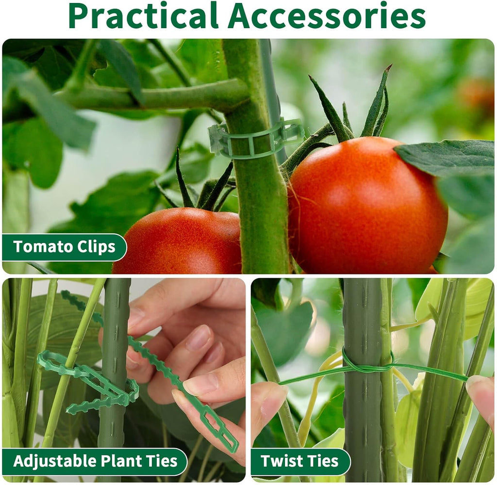 ROADPLUM 3 Pack 48" Tomato Cage for Garden, Heavy Duty Adjustable Plastic Coated Steel Pipe Tomato Stakes Trellis Plant