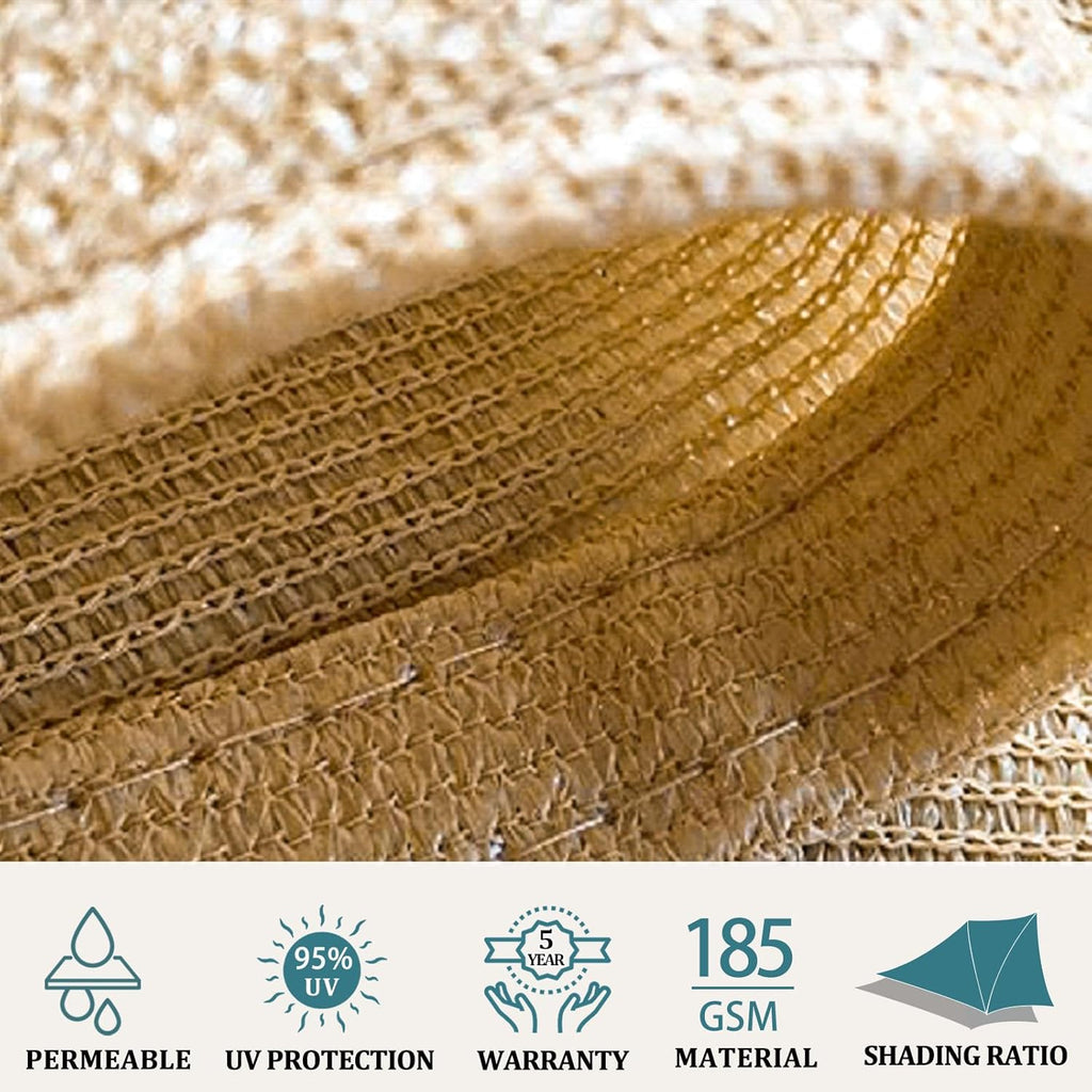 Shade&Beyond 8'x10' Sun Shade Sails Canopy Rectangle Sand 185GSM Shade Sail for Patio Deck Yard Backyard, (We Make