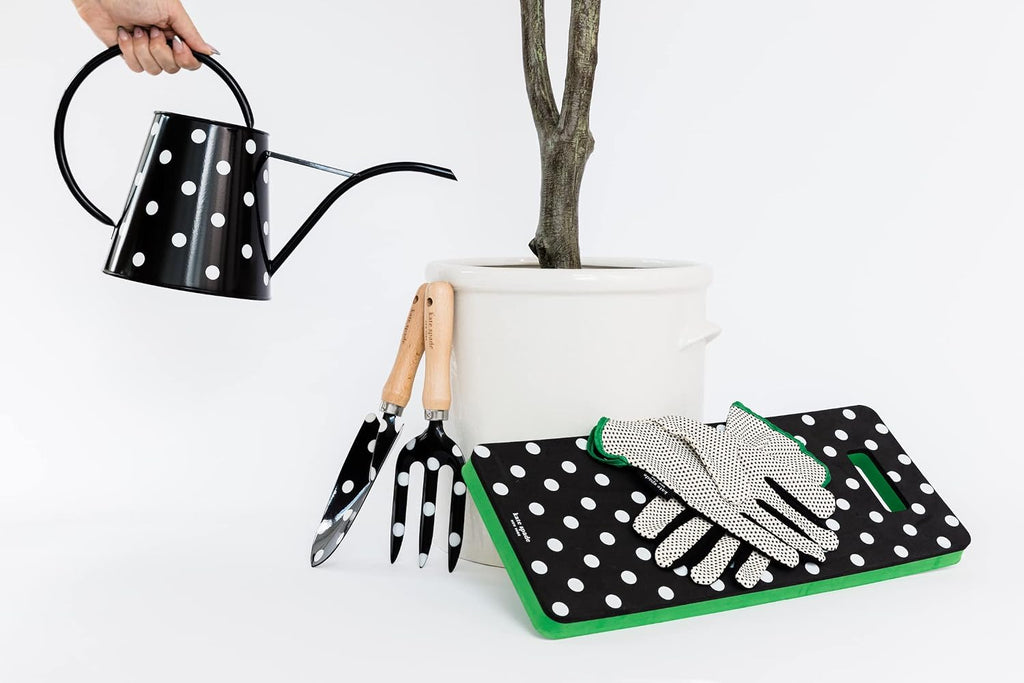 kate spade new york Garden Kneeler and Gloves Set, Picture Dot | Cute, One Size Fits Most Yard Gloves with Rubber Grips