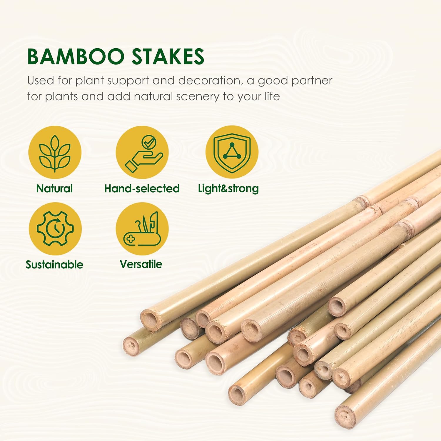 Cambaverd Bamboo Stakes, Plant Stakes 4ft, 50 Pack Bamboo Sticks for Plants | Natural Garden Stakes for Tomatoes, Beans
