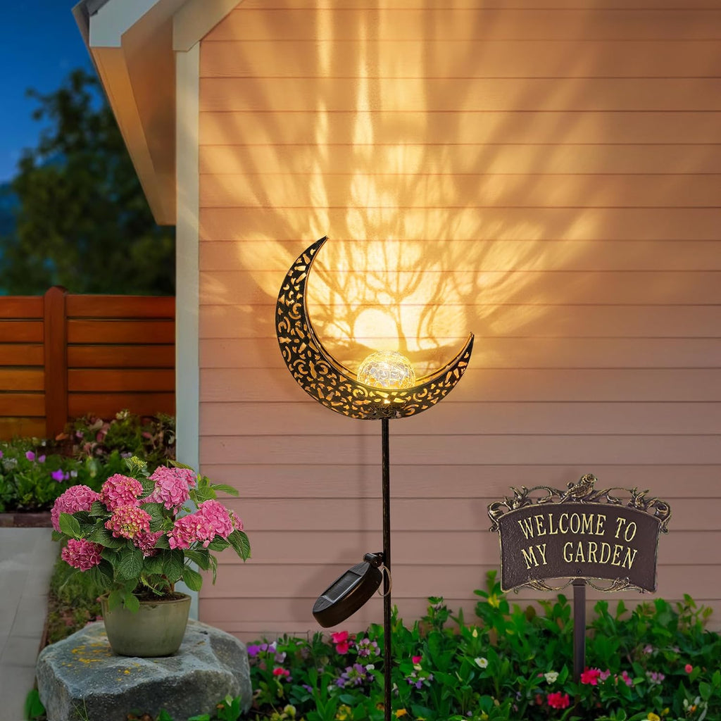 Moon Solar Lights Outdoor Garden Decor Gifts for Mom Women,Waterproof Stakes Yard Decorations for Lawn, Patio