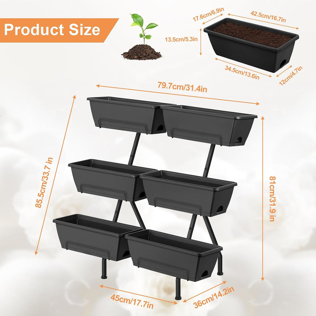 Vertical Raised Garden Bed for Gardening 6 Garden Planter Boxes with Legs | Garden Standing Planter Box with Legs